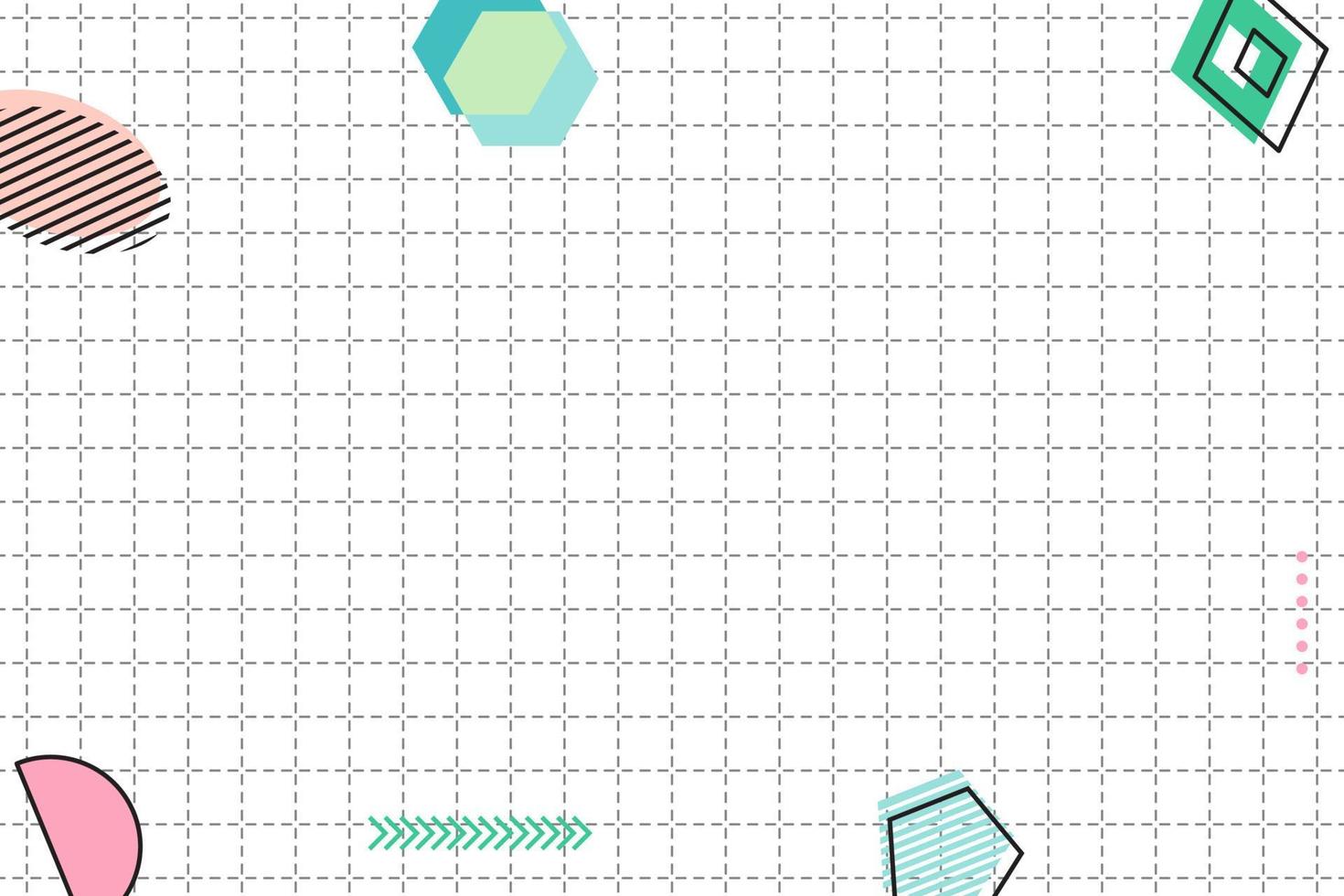 fundo geométrico de memphis de grade plana tracejada vetor