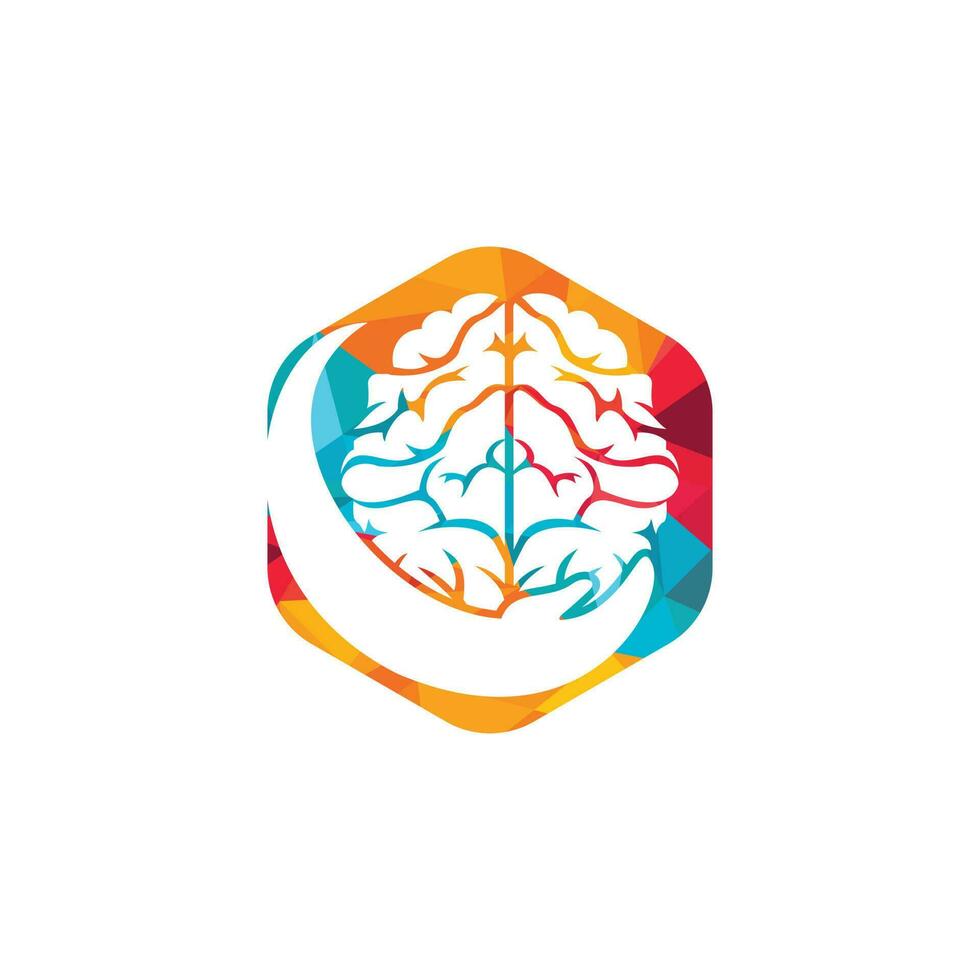 design de logotipo de vetor de cuidados com o cérebro. conceito de design de logotipo de cuidados inteligentes.