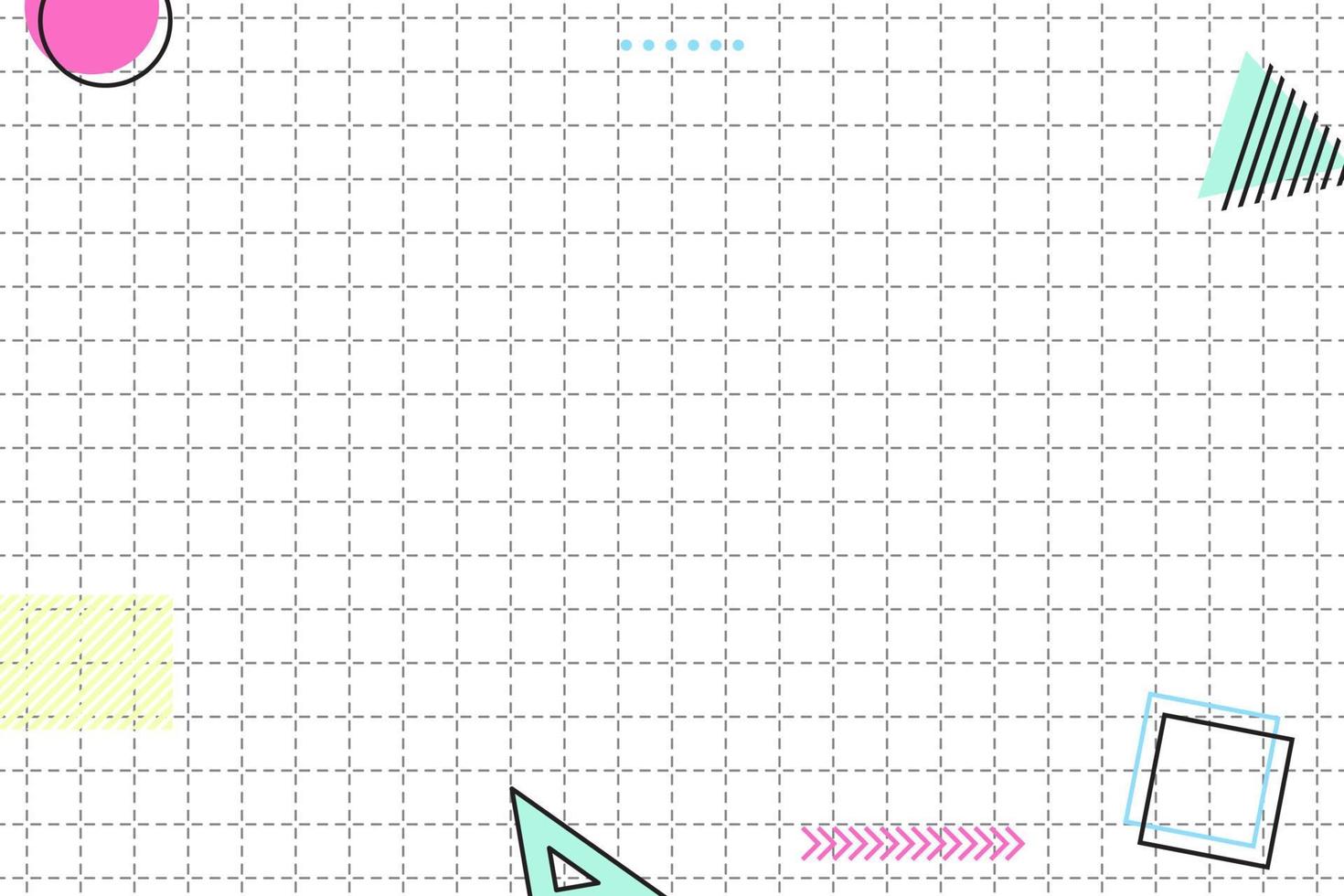 fundo geométrico de memphis de grade plana tracejada vetor