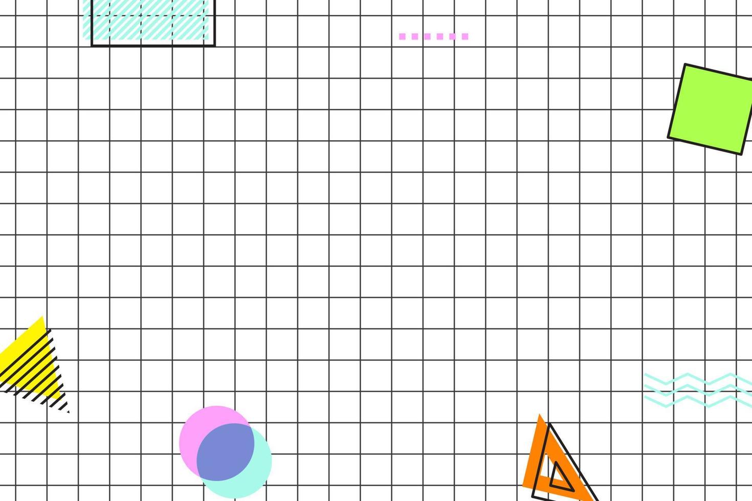 fundo geométrico de memphis de grade preta plana vetor