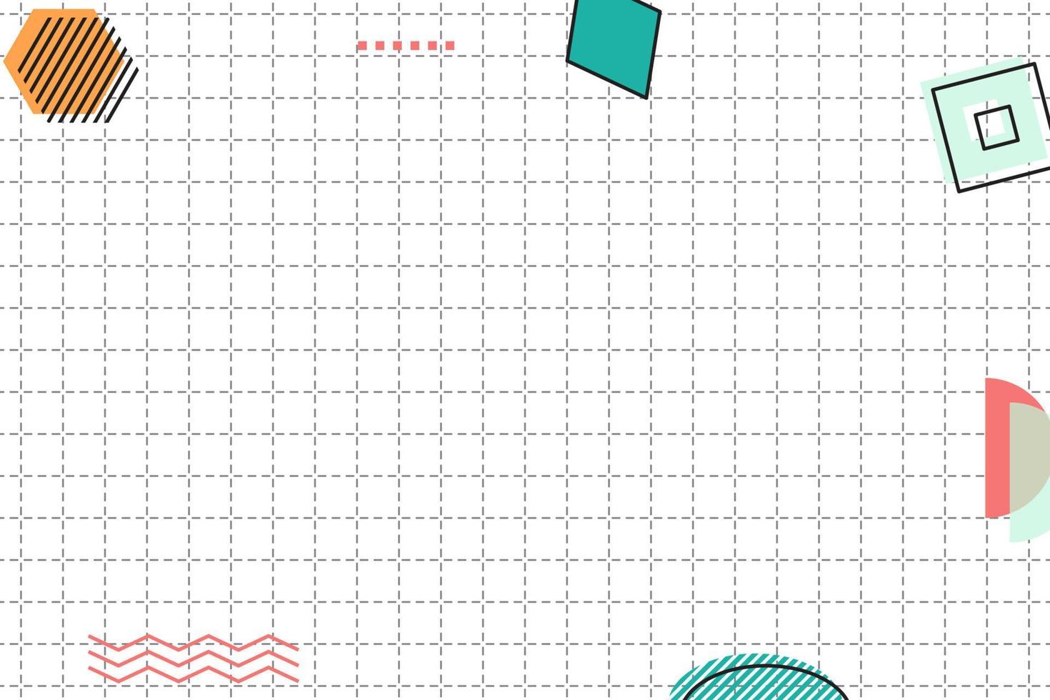 fundo geométrico de memphis de grade plana tracejada vetor