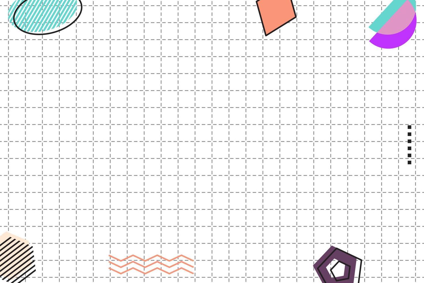 fundo geométrico de memphis de grade plana tracejada vetor
