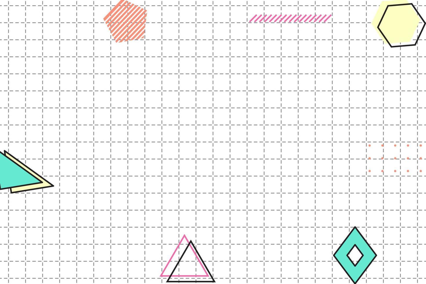 fundo geométrico de memphis de grade plana tracejada vetor