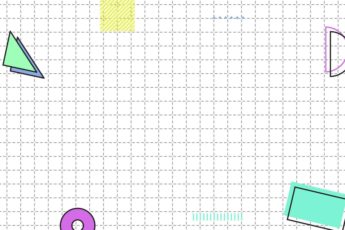 fundo geométrico de memphis de grade plana tracejada vetor