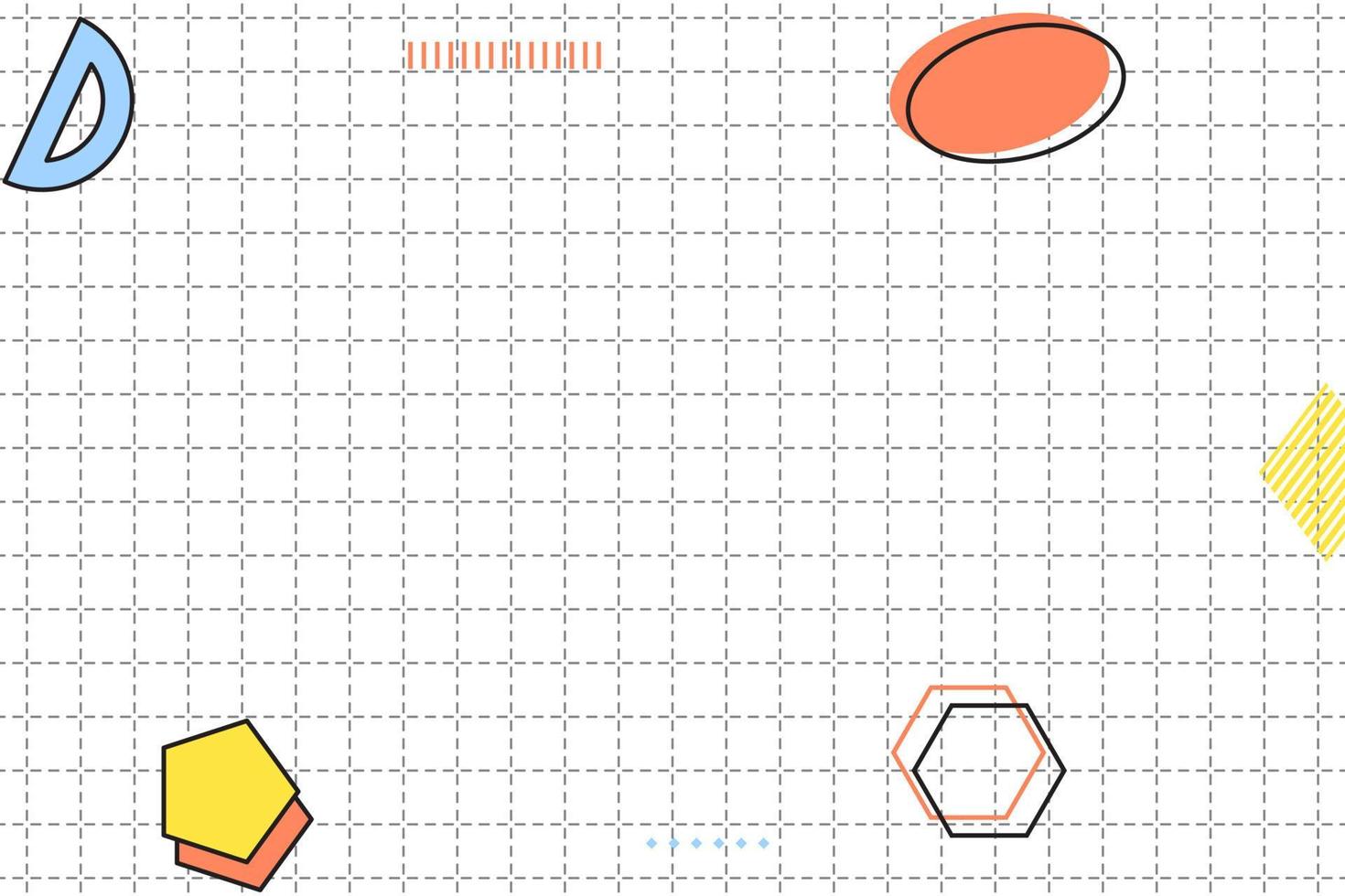 fundo geométrico de memphis de grade plana tracejada vetor