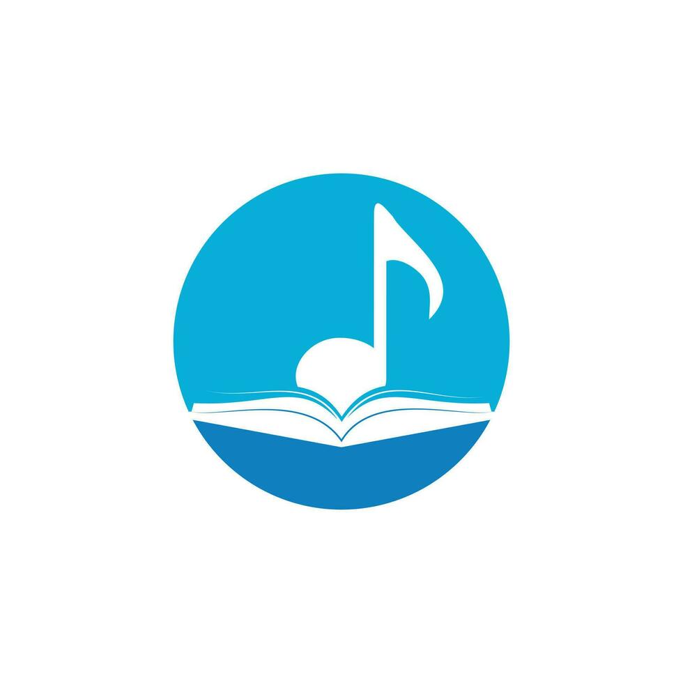design de logotipo de vetor de livro de música. design de ícone de nota de livro e música.
