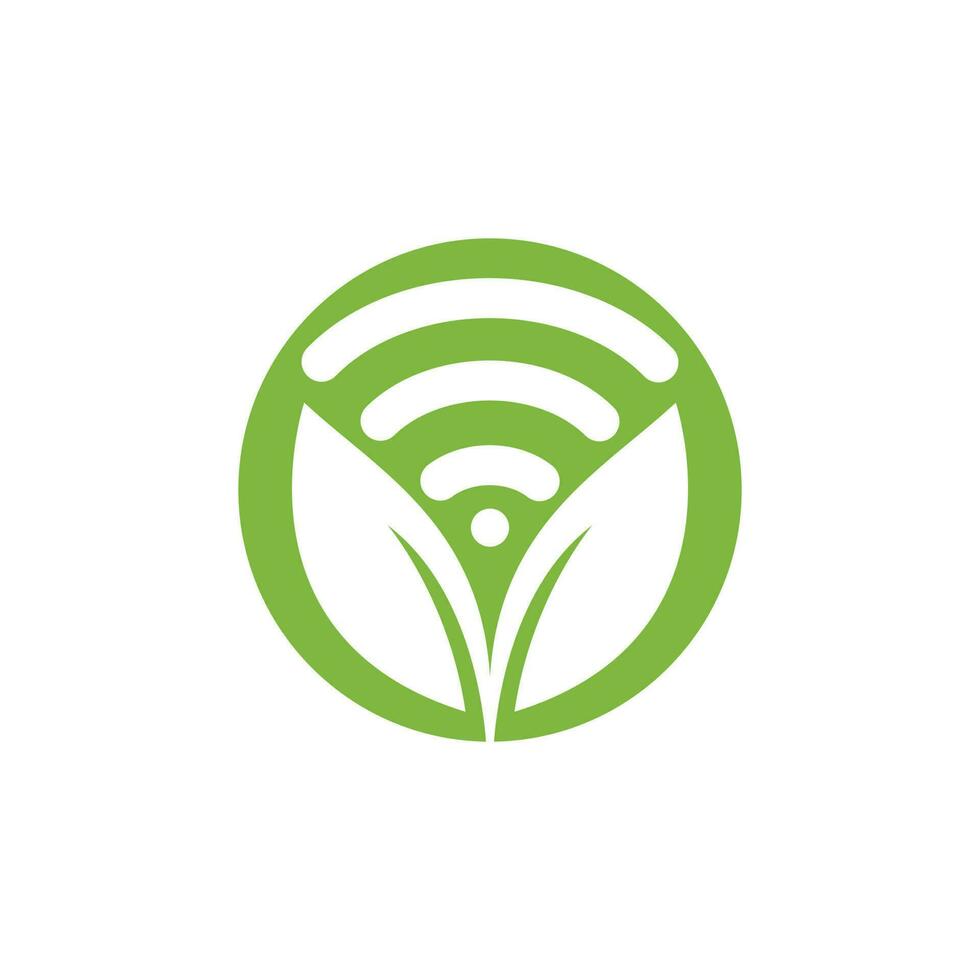 design de logotipo de vetor wifi folha natureza.