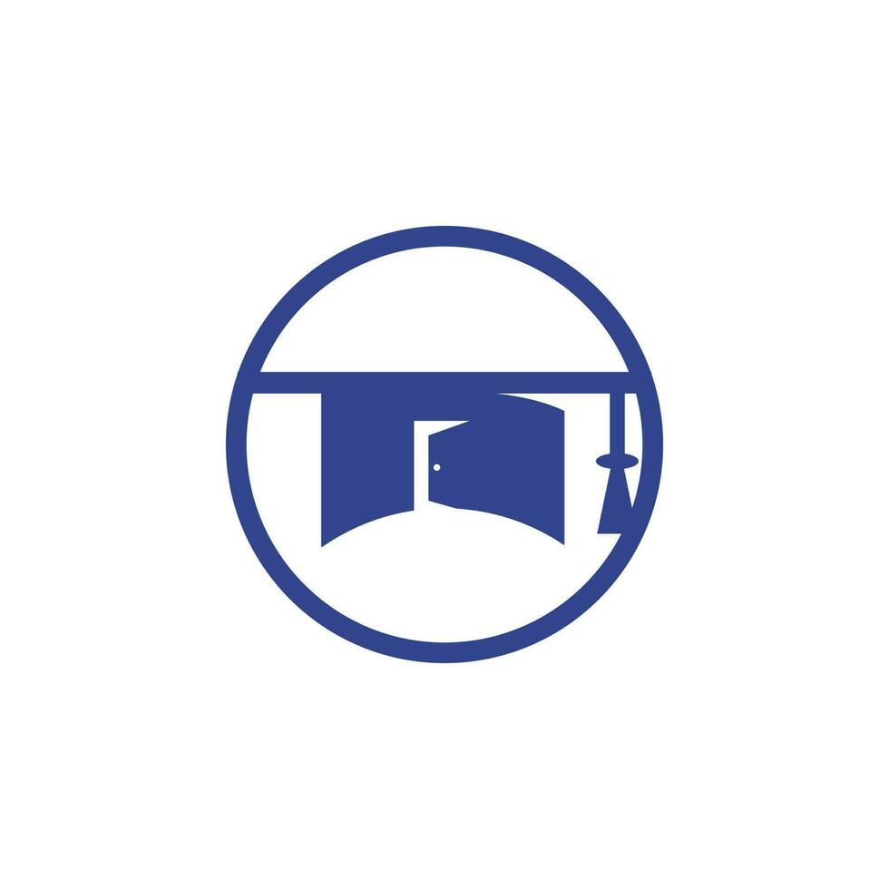 design de logotipo de vetor de escola de educação. chapéu de formatura e design de ícone de quarto.