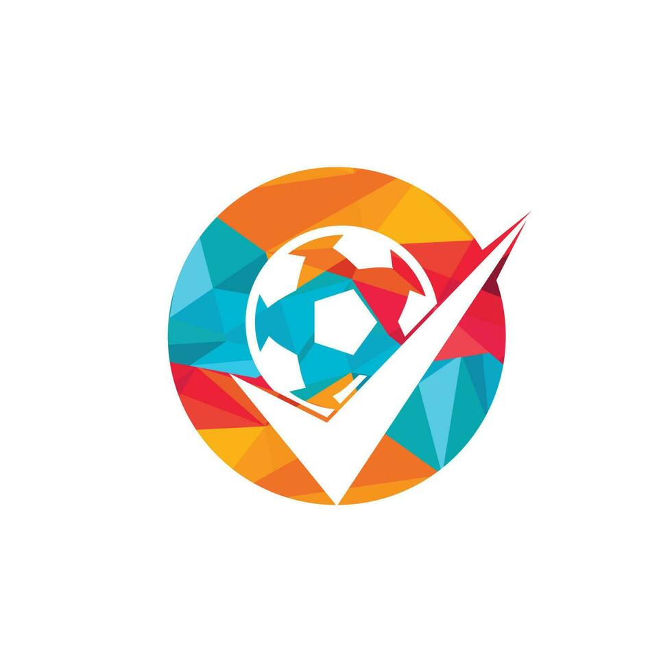 verifique o design do logotipo de vetor de futebol. bola de futebol e logotipo do ícone de carrapato.