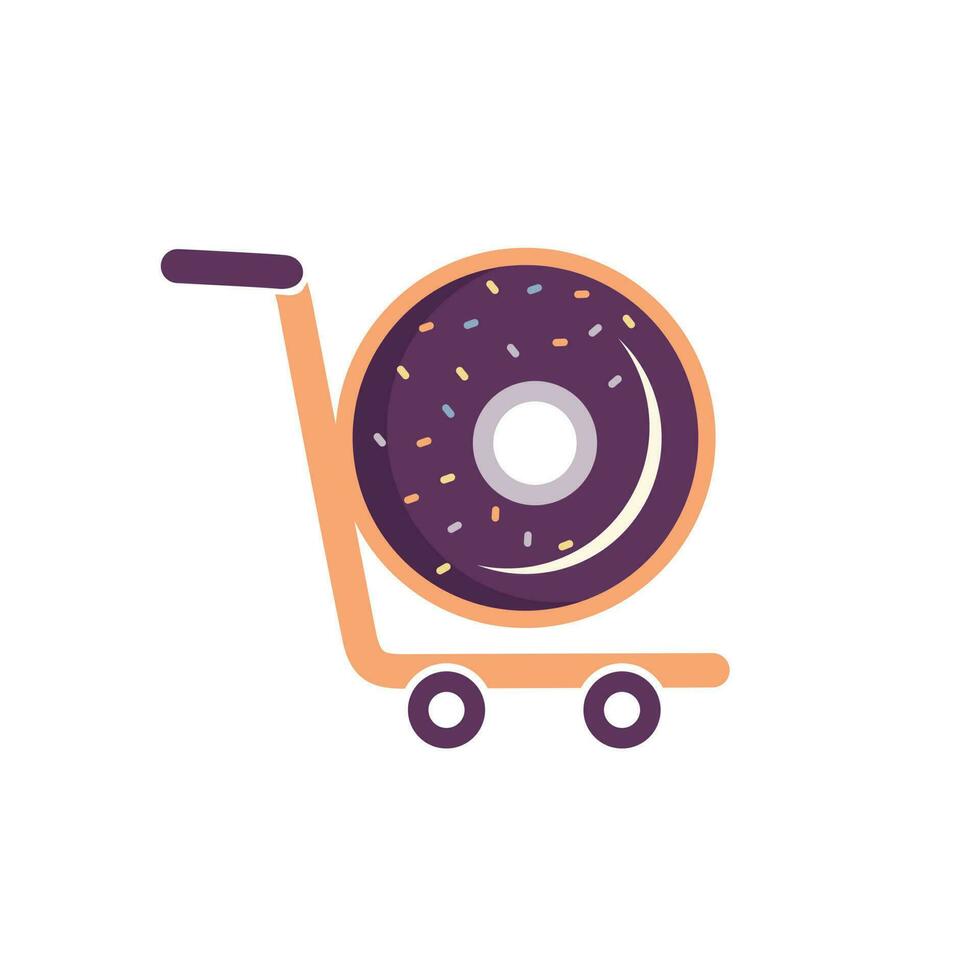 modelo de design de logotipo de vetor de carro de donut. conceito de design de logotipo de compras de alimentos.