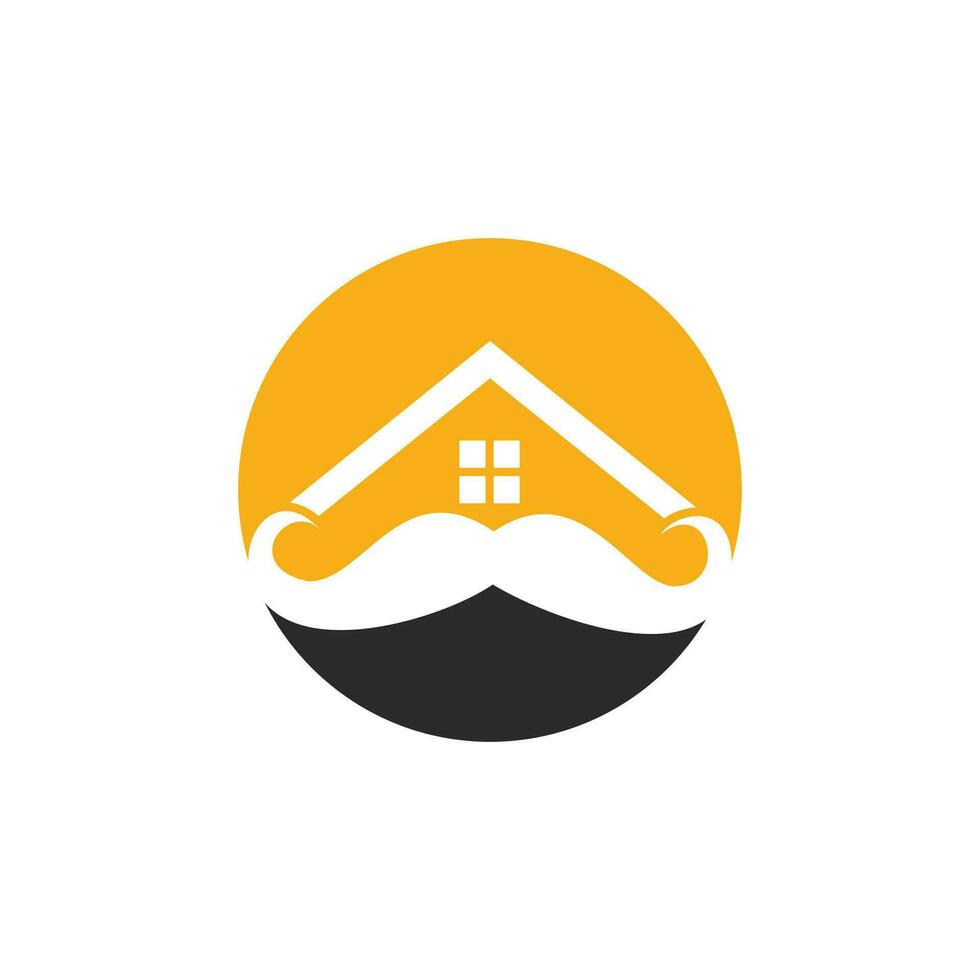 design de logotipo de vetor em casa de bigode. conceito de design de logotipo de casa forte.