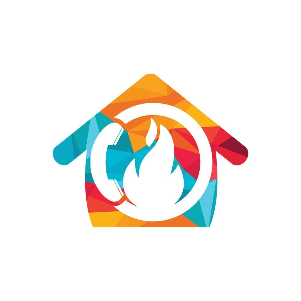 conceito de design de logotipo de vetor de chamada quente. monofone e fogo com ícone em casa.