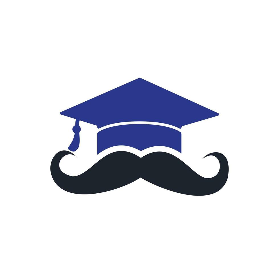 modelo de design de logotipo de educação forte. formatura de chapéu com design de ícone de bigode. vetor