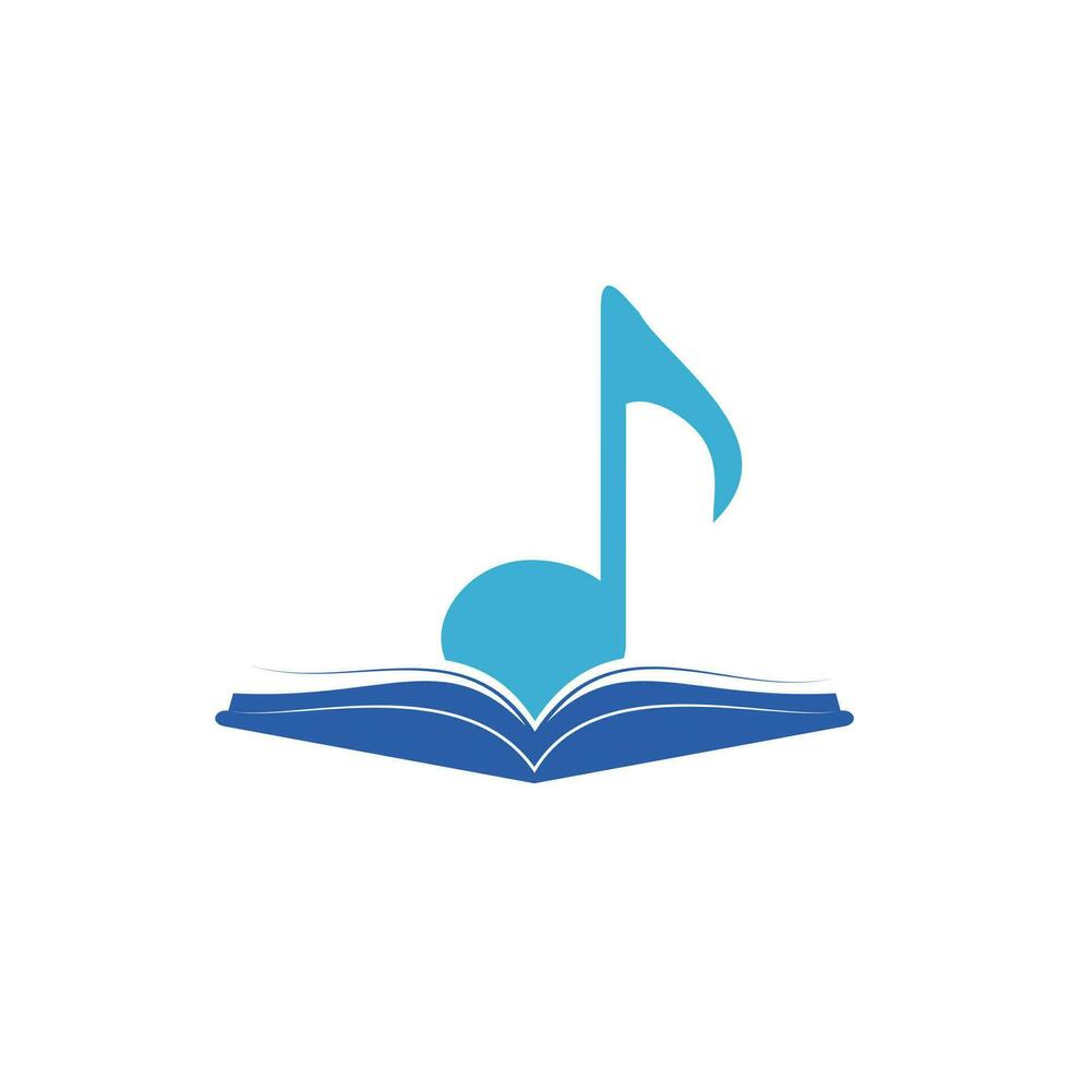 design de logotipo de vetor de livro de música. design de ícone de nota de livro e música.