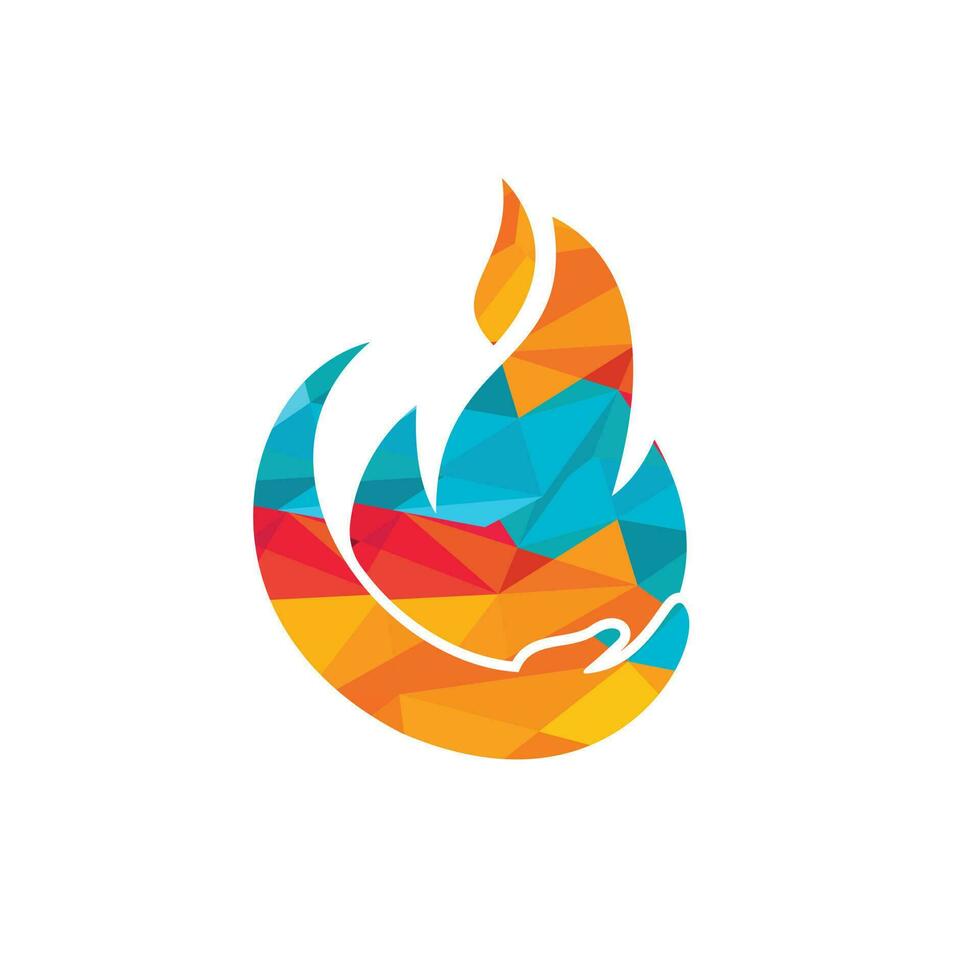 conceito de design de logotipo de vetor de cuidados de fogo. mão e design de logotipo de ícone de fogo.