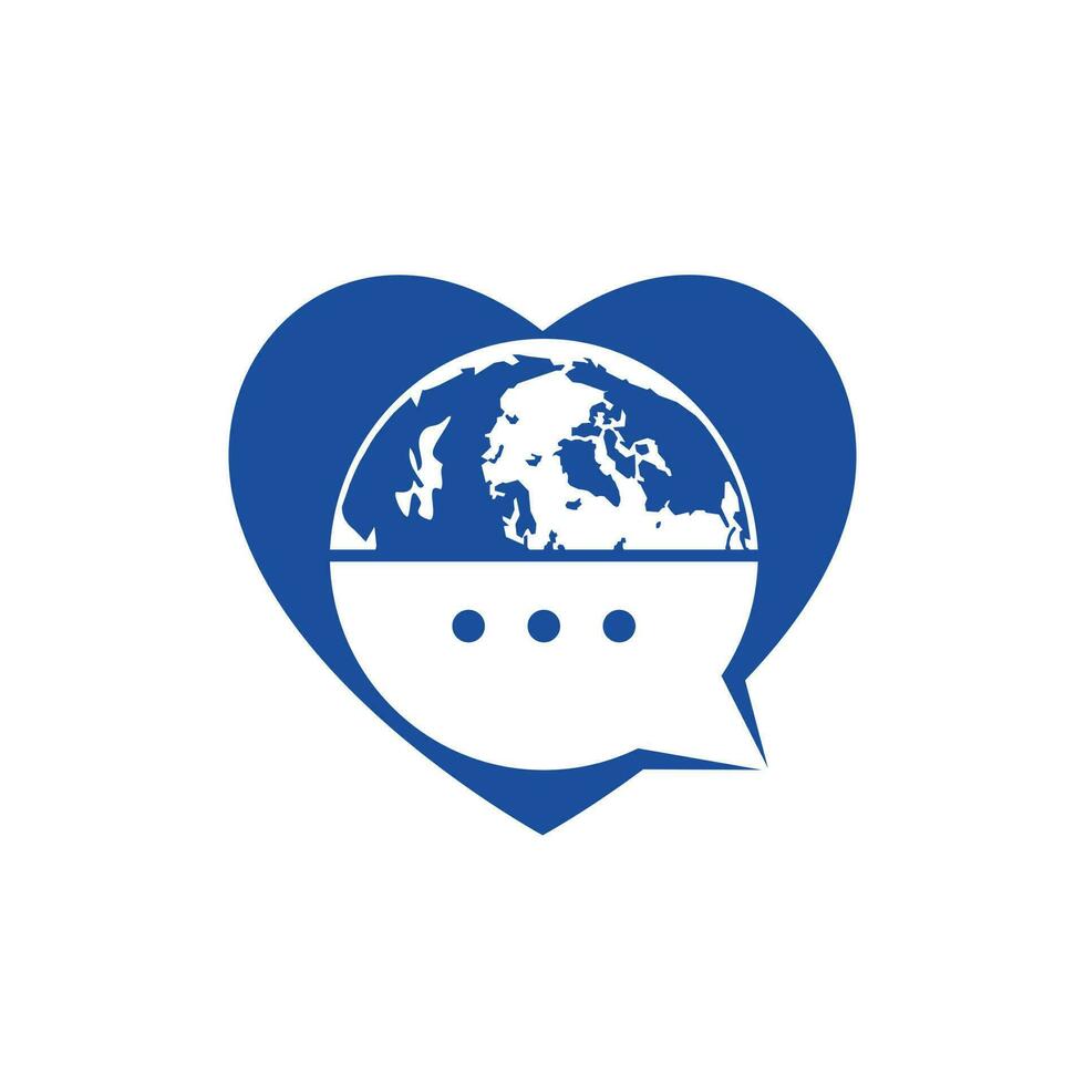design de logotipo de vetor de bate-papo mundial. logotipo do globo com ícone de conversa de bolha.