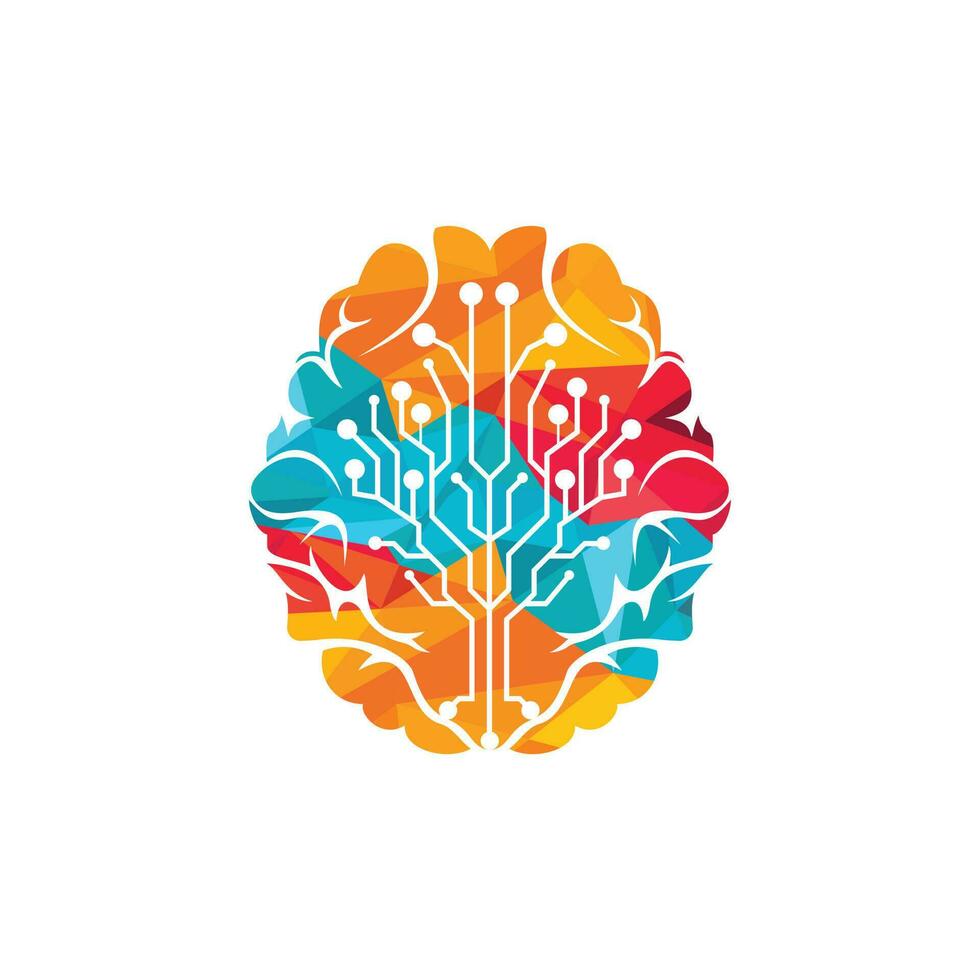 design de logotipo de vetor de tecnologia cerebral. modelo de logotipo de cérebro robótico.