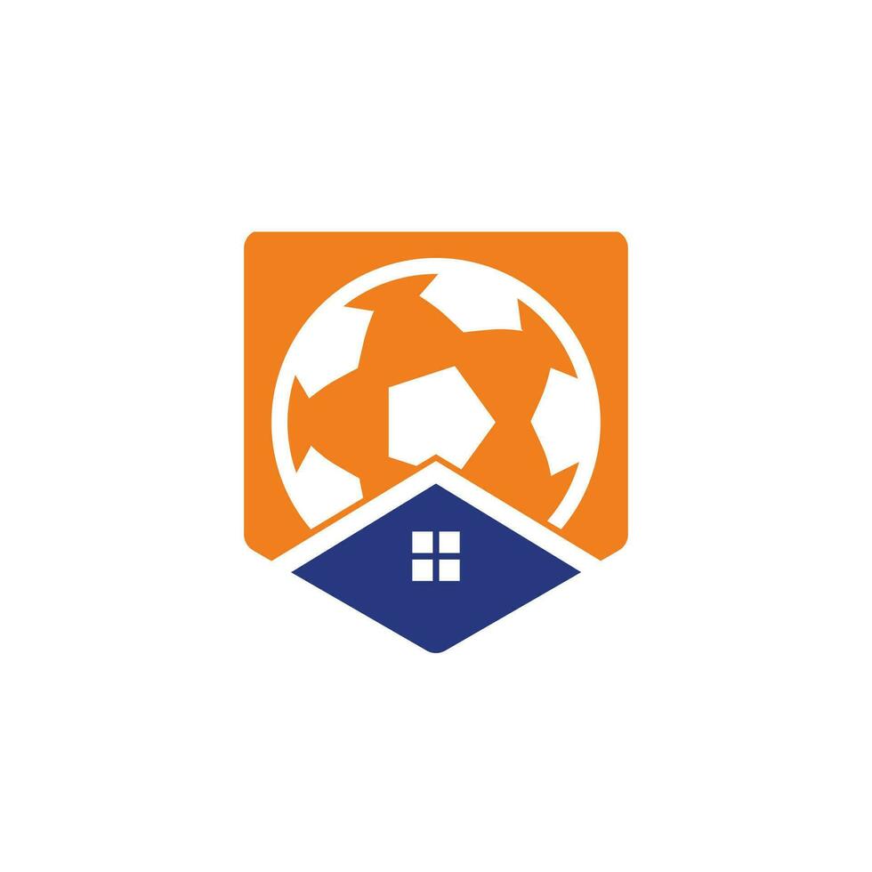 design de logotipo de vetor em casa de futebol. conceito de logotipo de lugar de futebol.