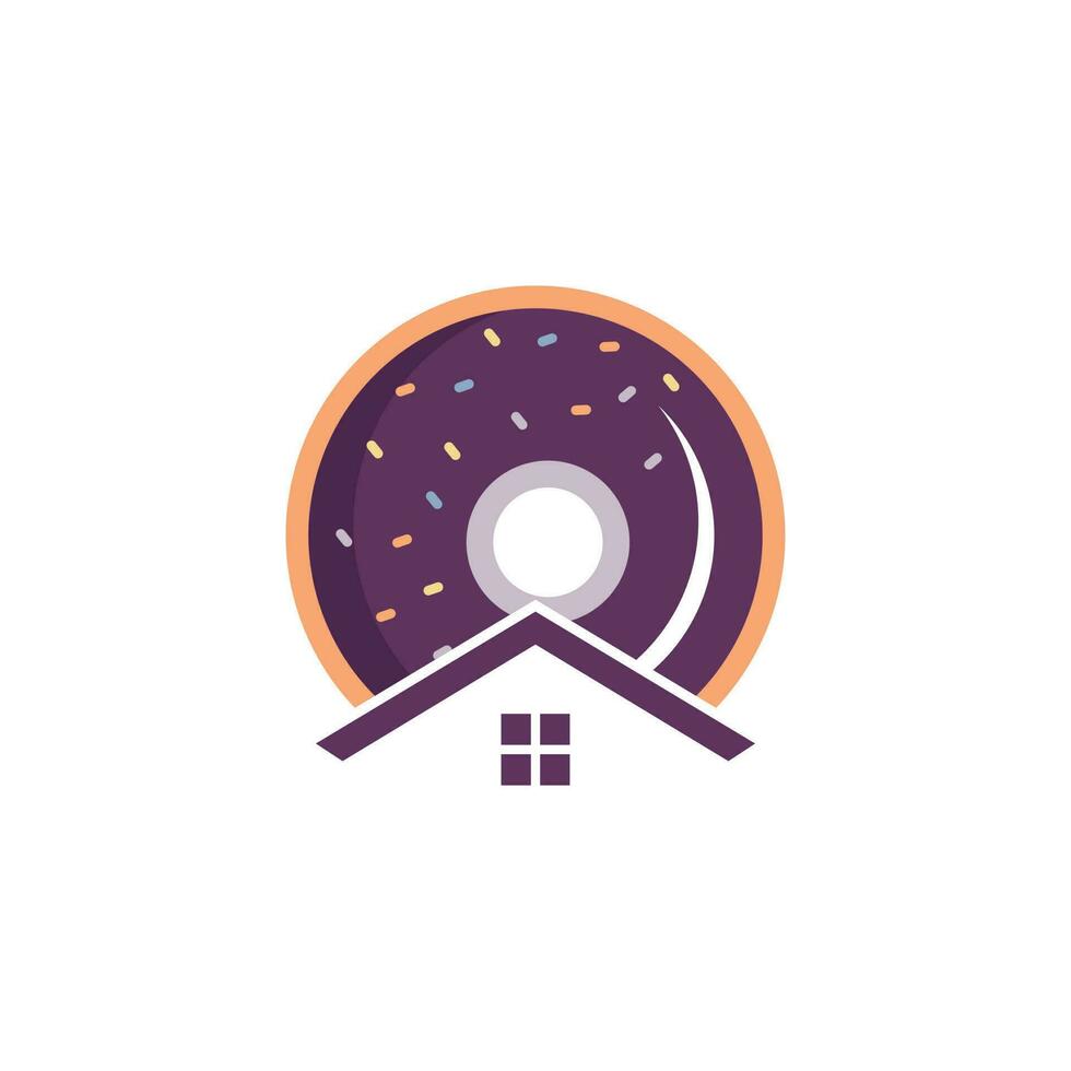 design de logotipo de vetor de rosquinha em casa. conceito de design de logotipo de padaria.