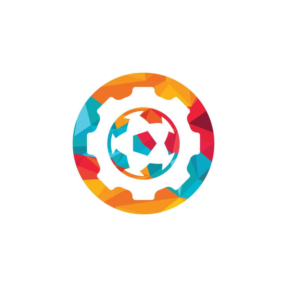 modelo de design de logotipo de vetor de engrenagem de futebol. modelo de design exclusivo de futebol e logotipo industrial.