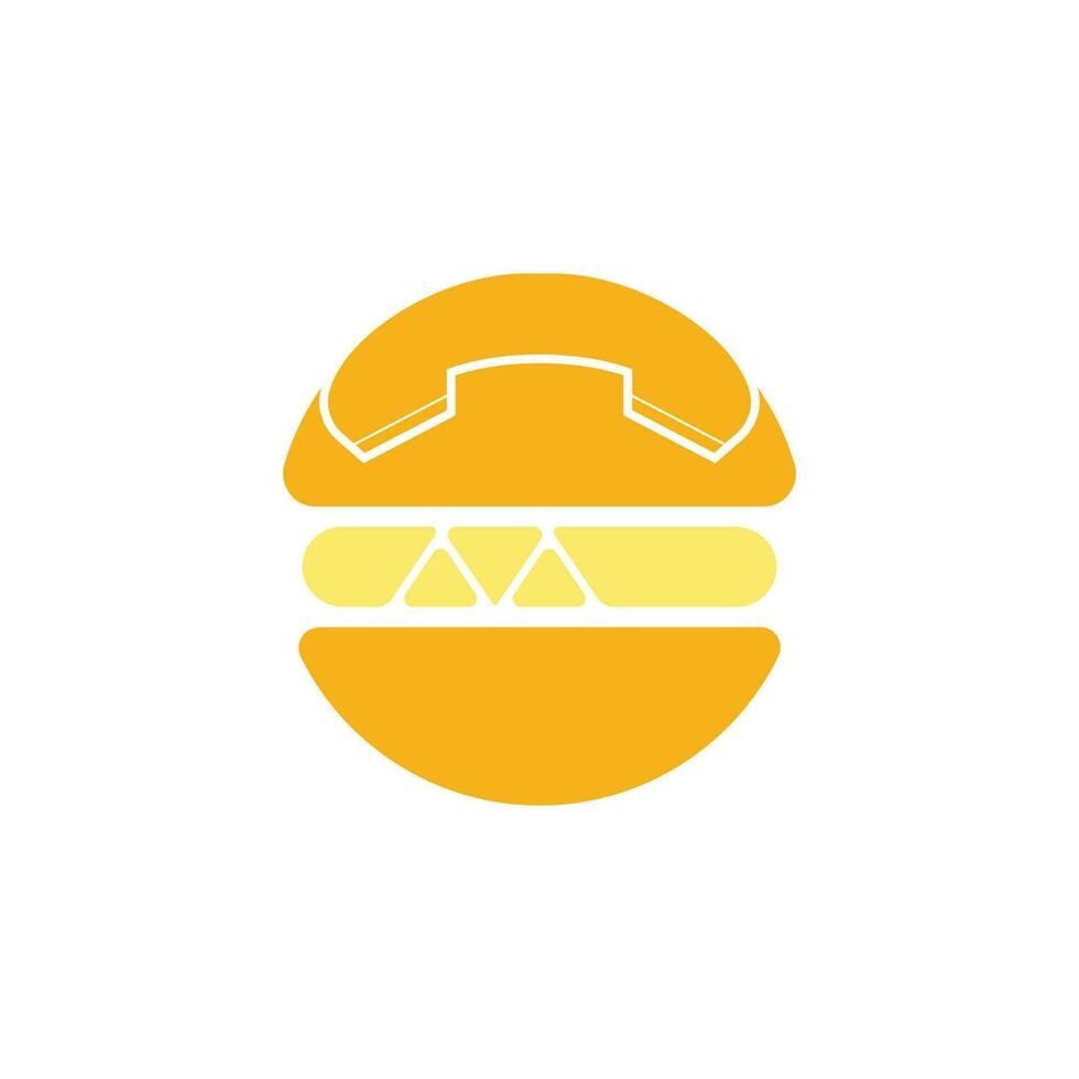 design de logotipo de chamada de comida. conceito de logotipo de entrega de hambúrguer. ícone de hambúrguer e aparelho. vetor
