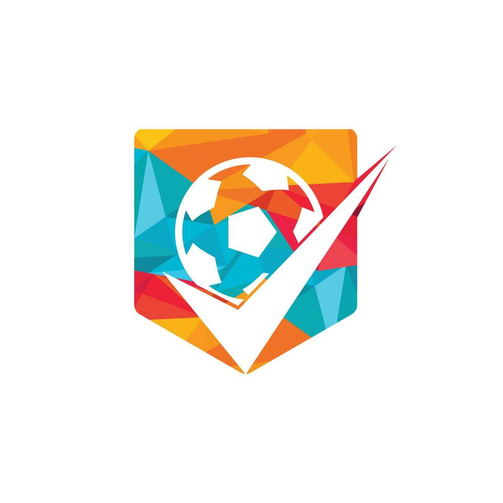 verifique o design do logotipo de vetor de futebol. bola de futebol e logotipo do ícone de carrapato.