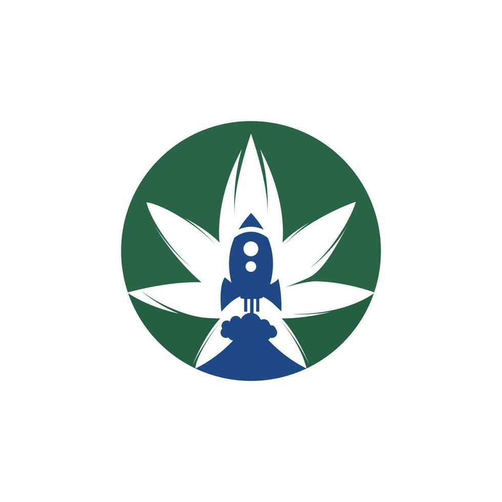 design de logotipo de vetor de foguete de cannabis. modelo de design de logotipo exclusivo de cannabis e nave espacial.