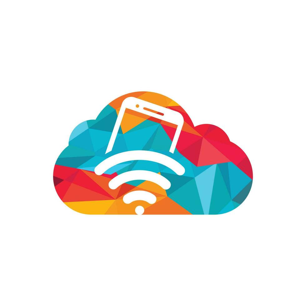 internet wifi em nuvem e design de logotipo móvel. símbolo de compartilhamento de wifi móvel. sinal de tecnologia móvel. vetor