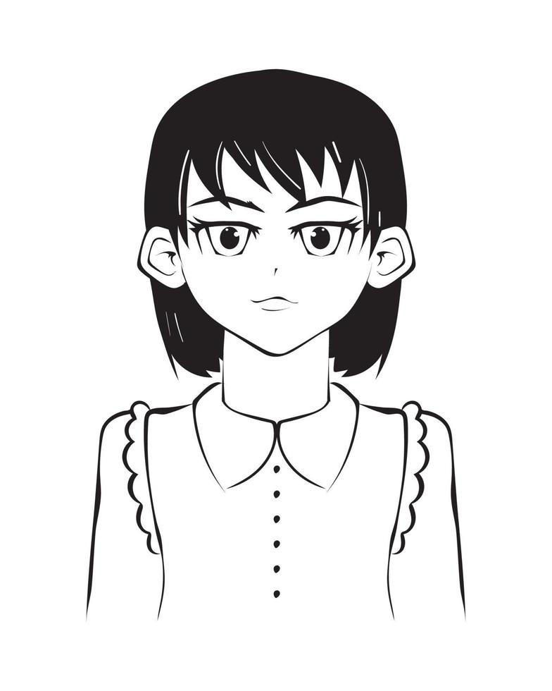 ícone plano de garota de anime vetor