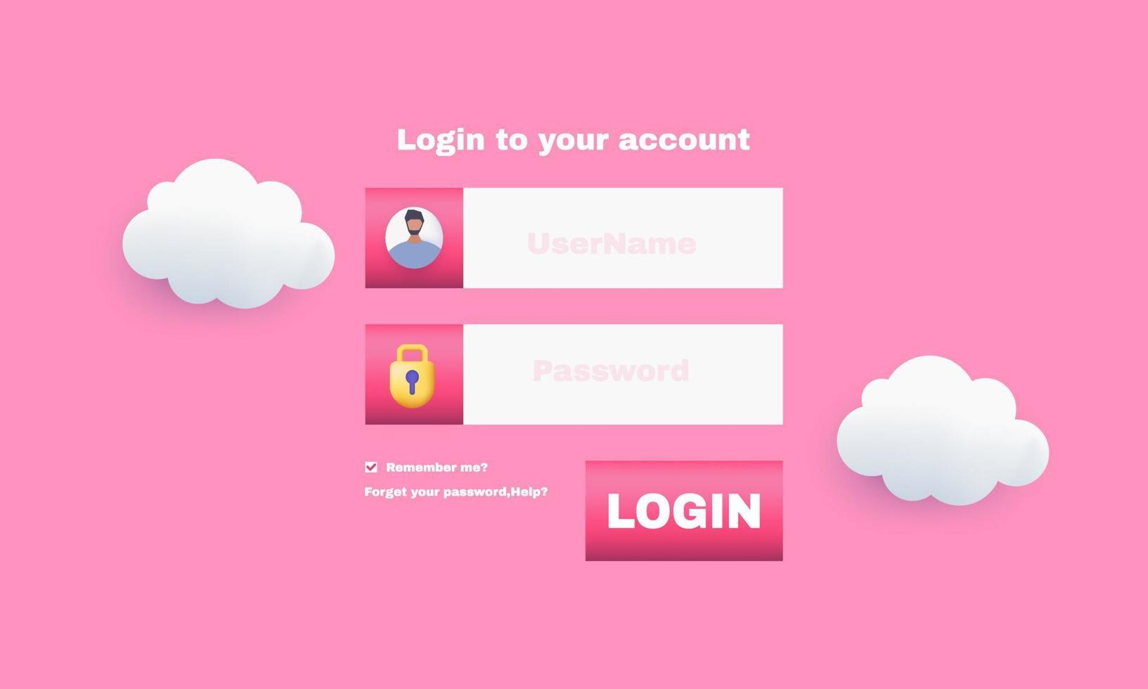 design 3d de formulário de login realista exclusivo isolado em vetor