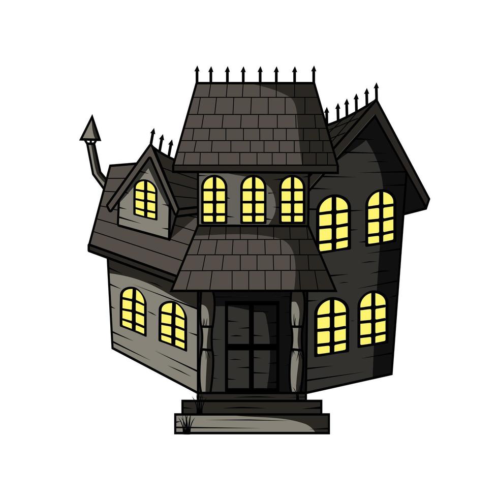 assustadora casa assombrada de halloween. ilustração vetorial vetor
