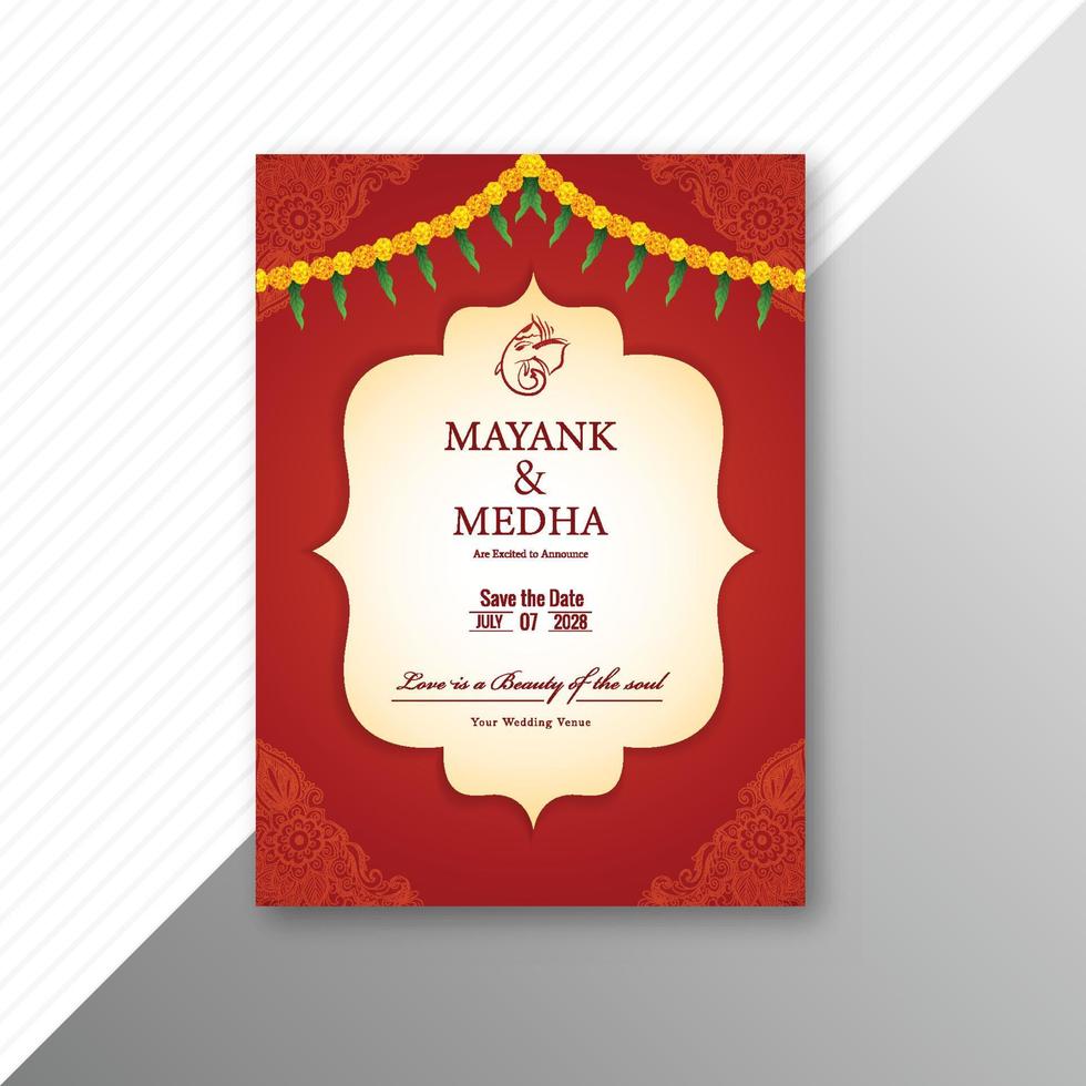 lindo design de cartão de convite de casamento indiano vetor