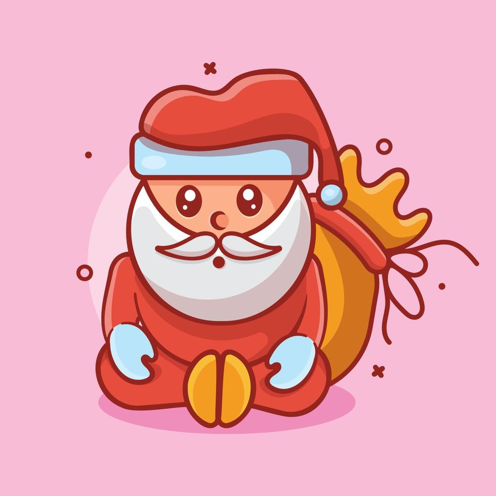 mascote de personagem de papai noel fofo com desenho isolado de gesto sentado em design de estilo simples vetor