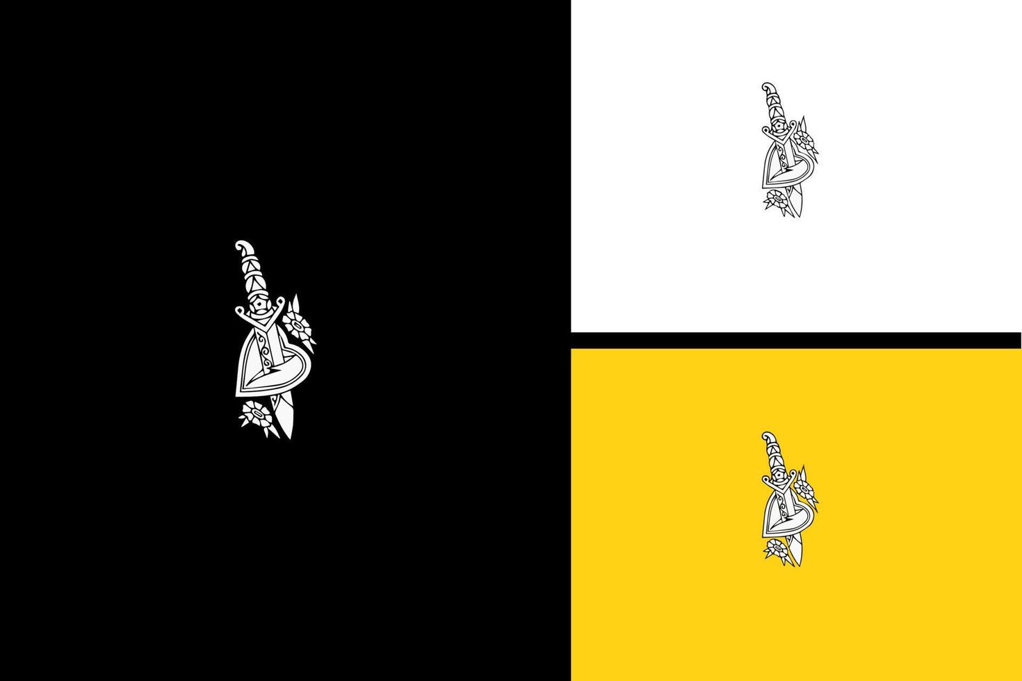 design de logotipo espada e flores vetor linha de design de arte