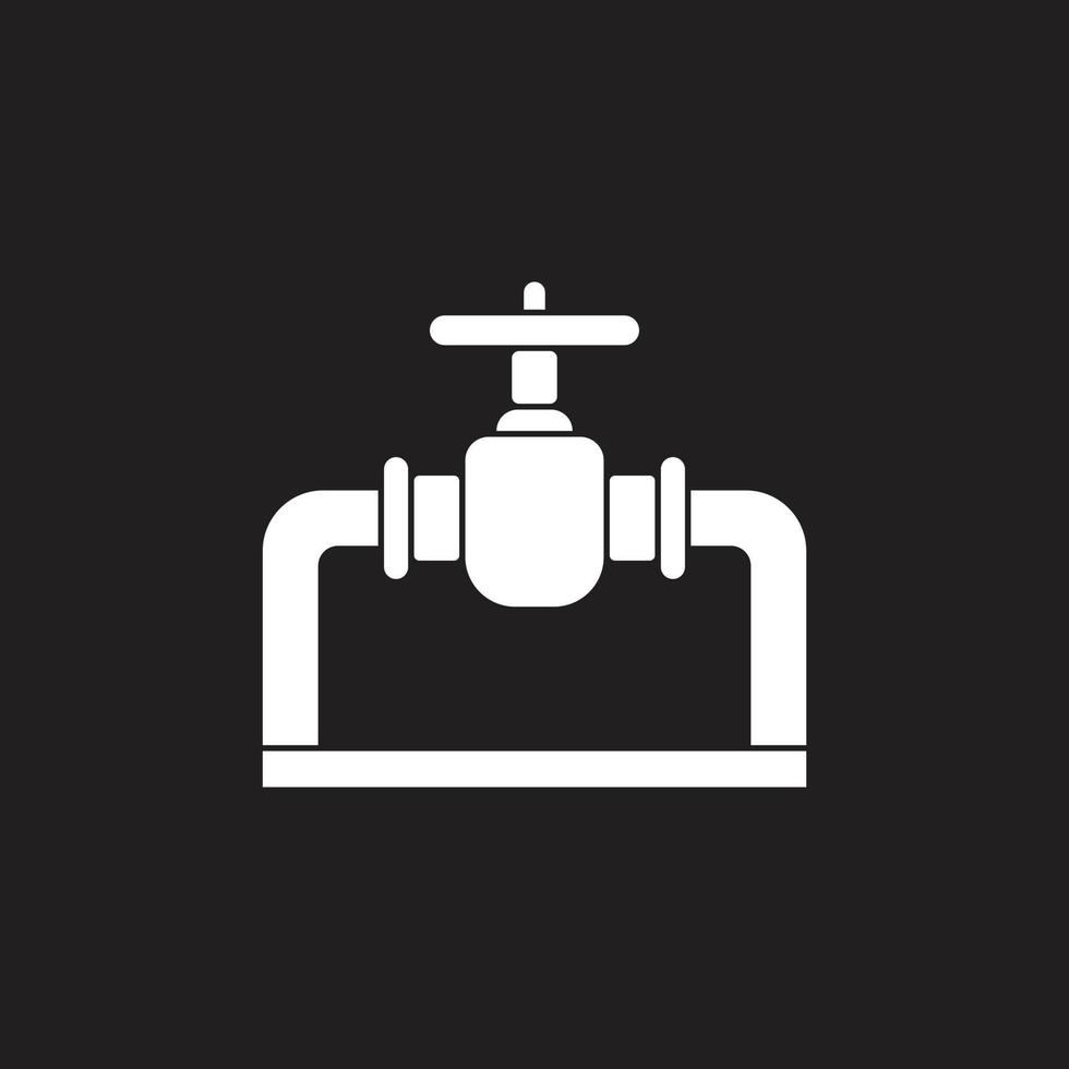 ícone sólido do pipeline de vetor branco eps10 isolado no fundo preto. símbolo de encanamento de água em um estilo moderno simples e moderno para o design do seu site, logotipo, pictograma e aplicativo móvel