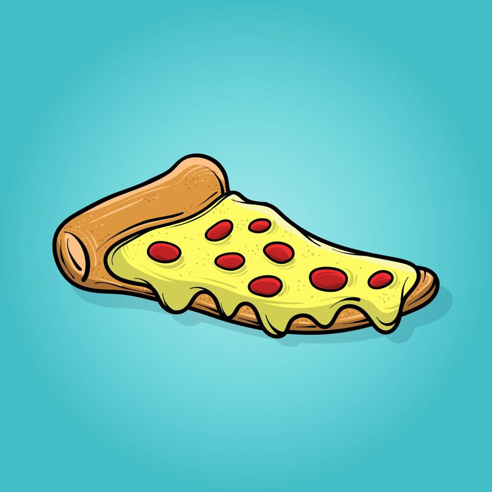 pizza fatiada isolada com estilo cartoon. gráfico de ilustração vetorial de fast food vetor