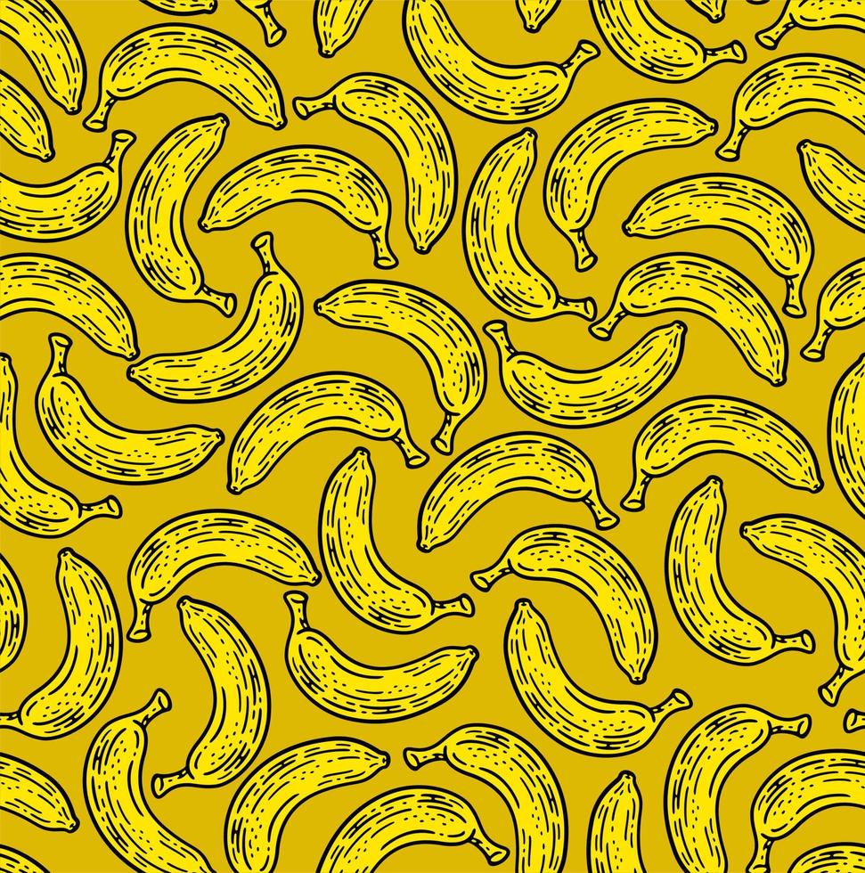 único padrão de fruta banana em estilo vintage doodle. vetor