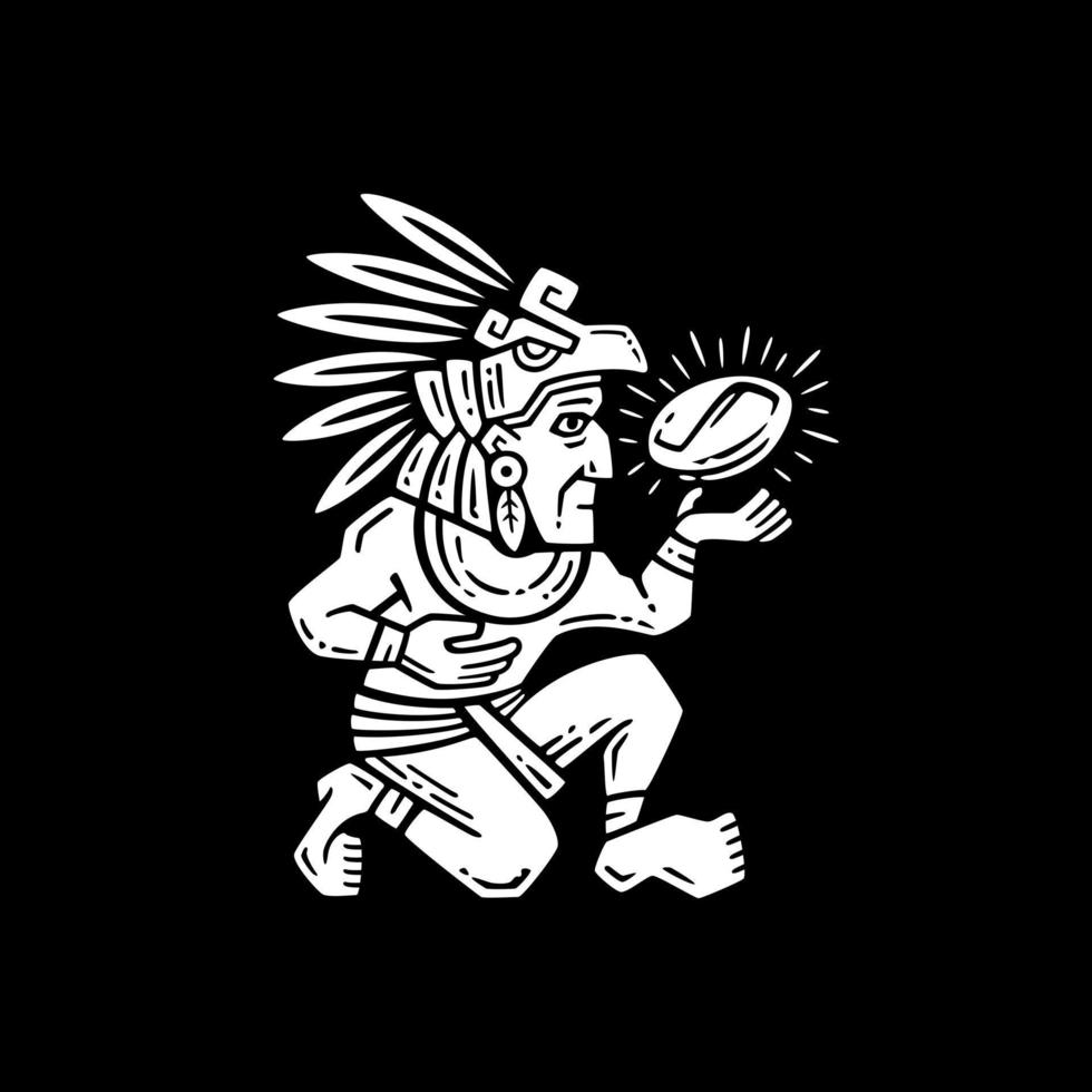 asteca segurando a ilustração do ícone de café vetor