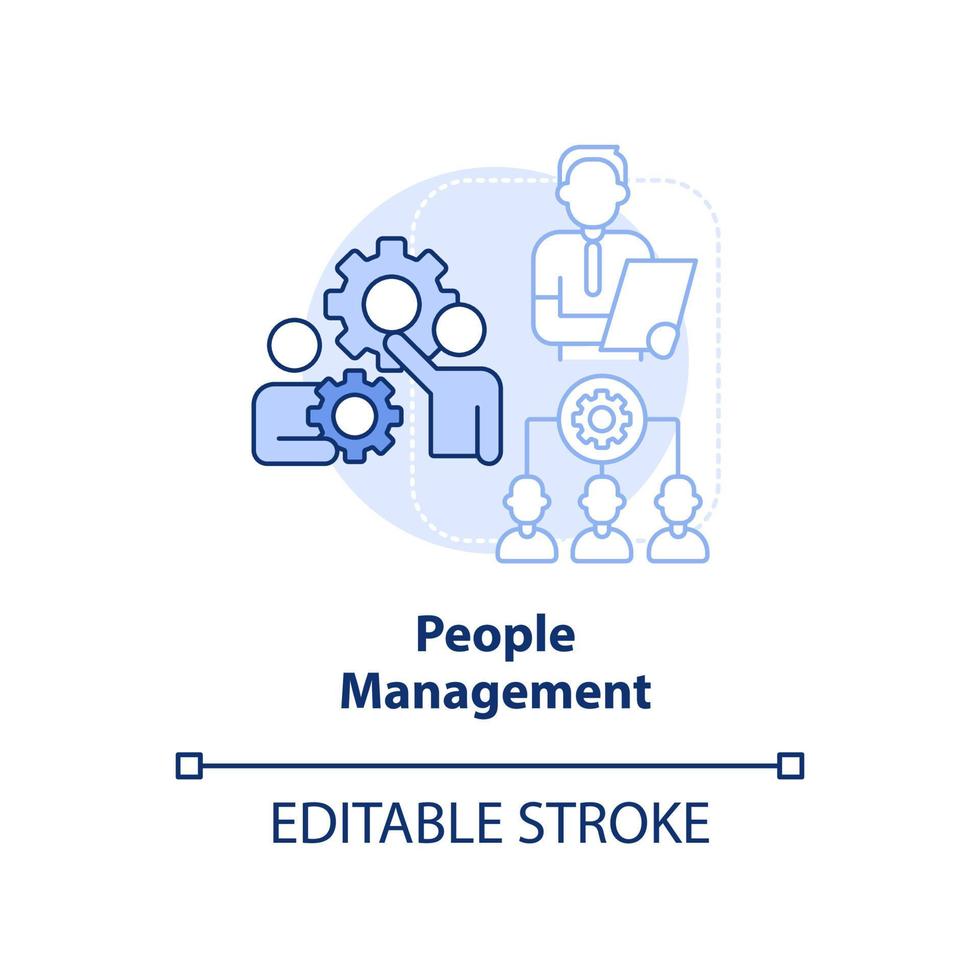 ícone de conceito azul claro de gestão de pessoas. habilidade superior para ilustração de linha fina de resumo de ideia abstrata de estudante universitário. desenho de contorno isolado. traço editável. vetor
