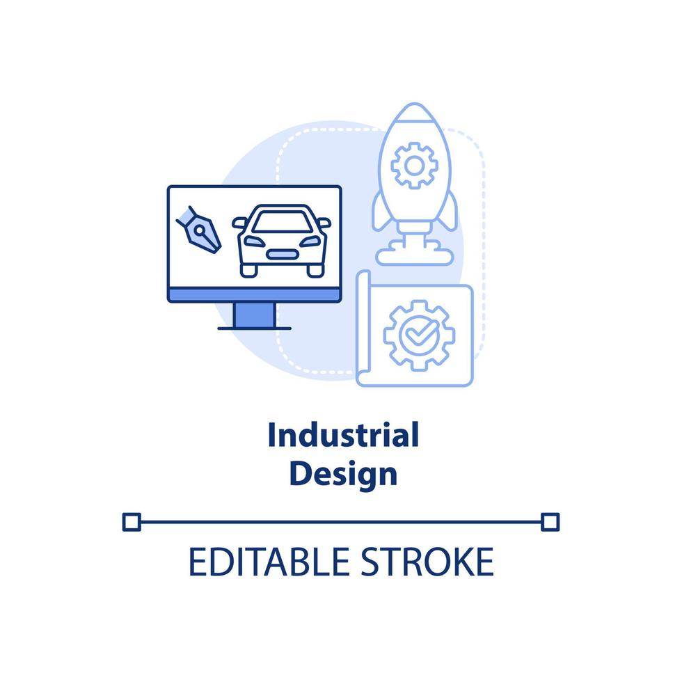 ícone de conceito azul claro de design industrial. candidato a trabalho competitivo habilidade idéia abstrata ilustração de linha fina. desenho de contorno isolado. traço editável. vetor