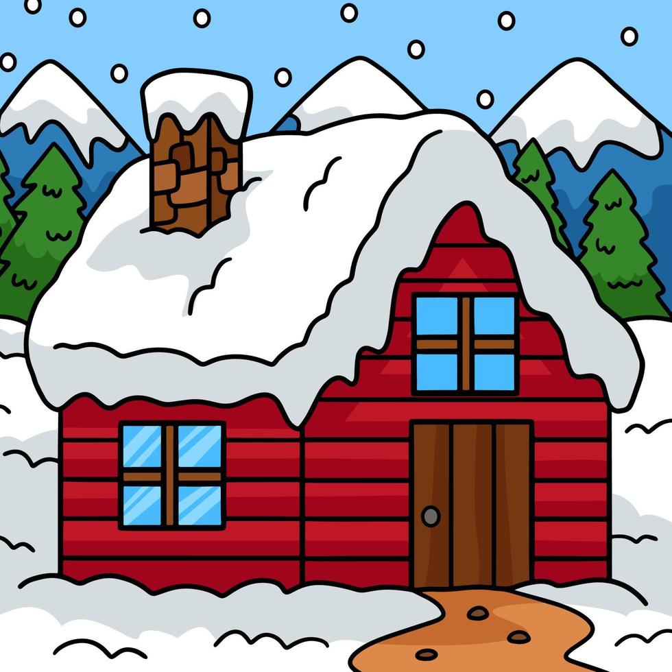 ilustração de desenhos animados coloridos de casa de inverno vetor