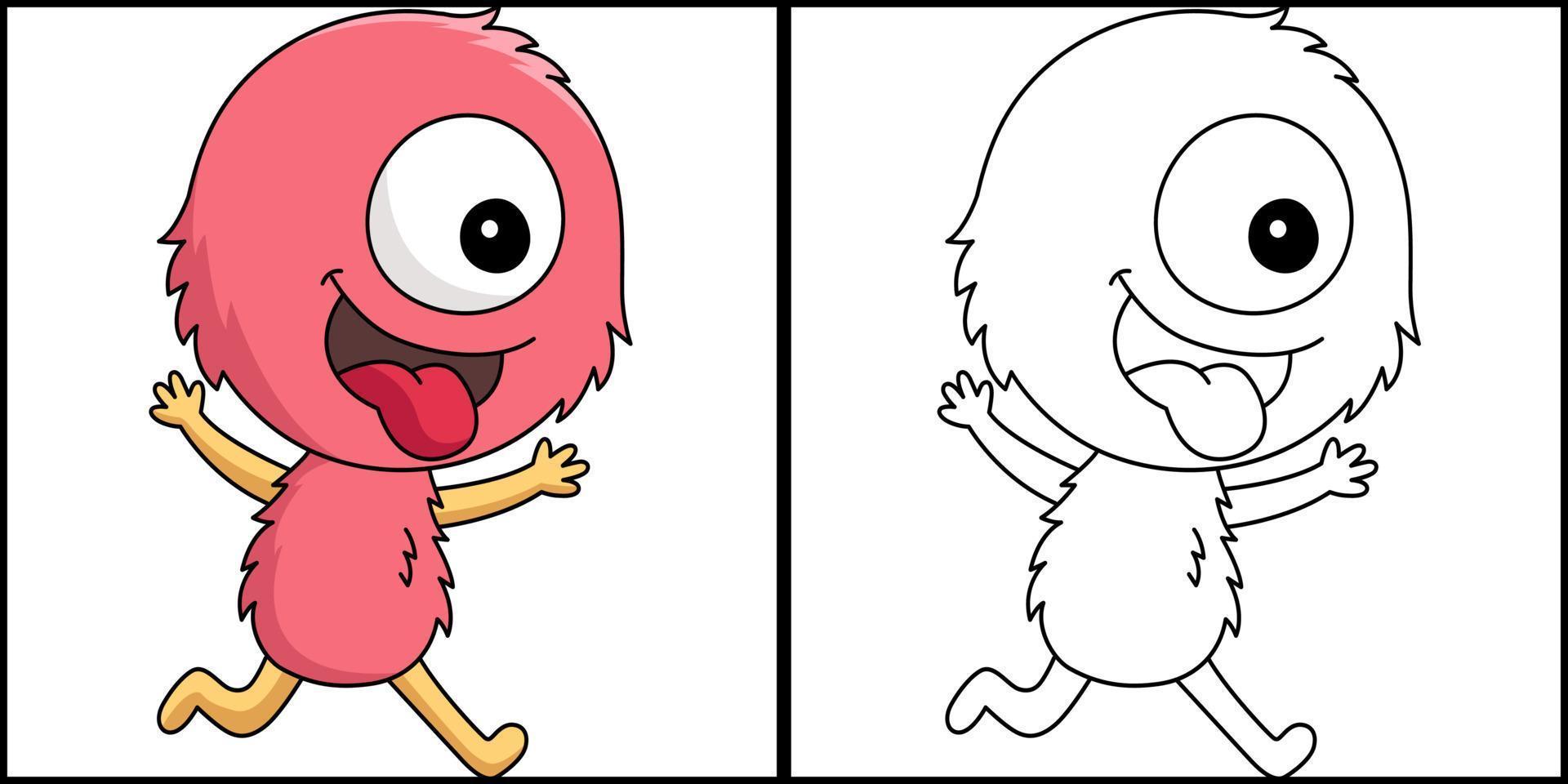ilustração de página para colorir de monstro de um olho vetor