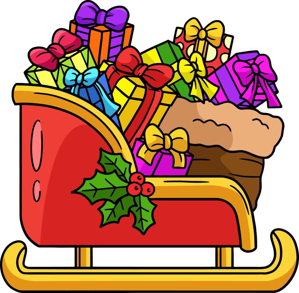 clipart colorido dos desenhos animados de trenó de natal vetor