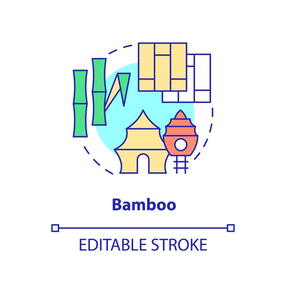 ícone do conceito de bambu. material de construção alternativo idéia abstrata ilustração de linha fina. cultura sustentável para construção. desenho de contorno isolado. traço editável. vetor