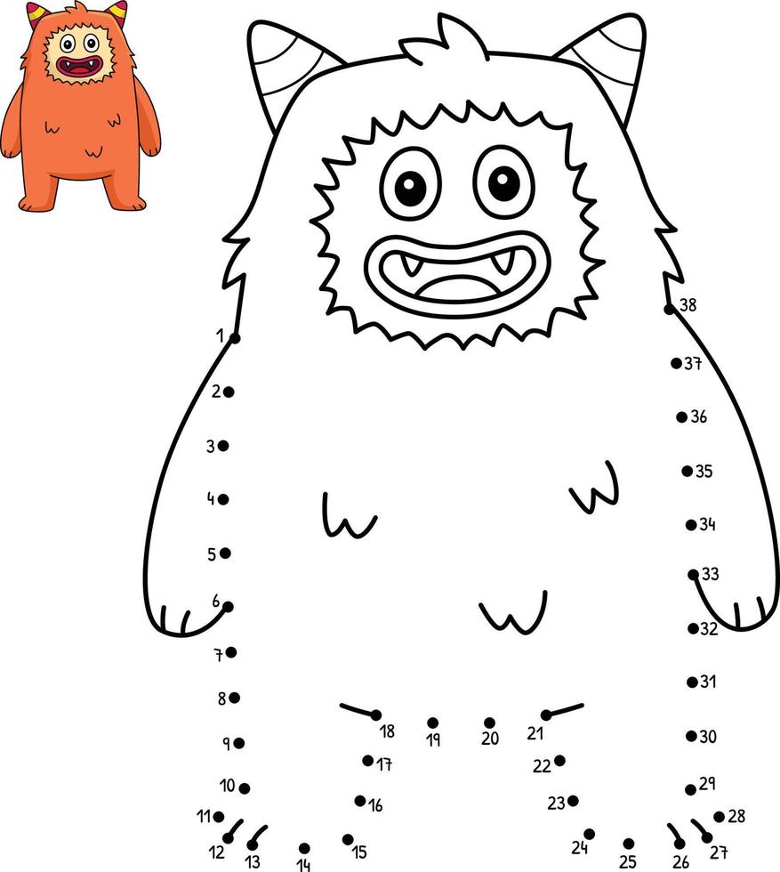 desenho de urso monstro isolado ponto a ponto para colorir vetor