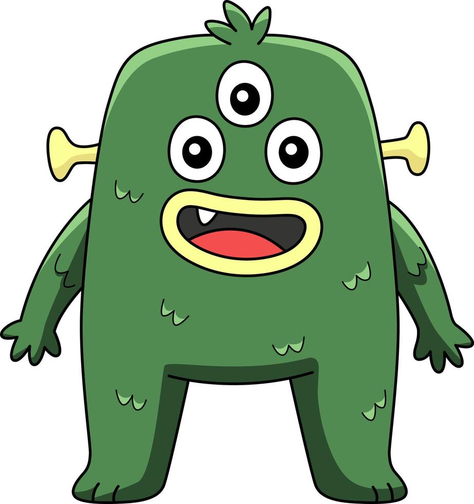 clipart colorido de desenho de monstro de três olhos vetor