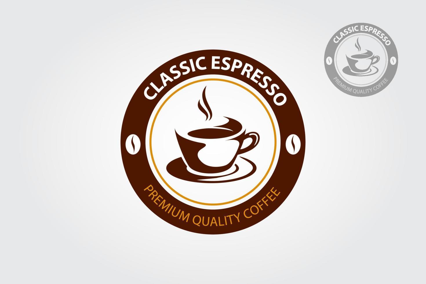 modelo de logotipo de vetor de café expresso clássico. logotipo profissional para marca de cafeteria, café ou restaurante.