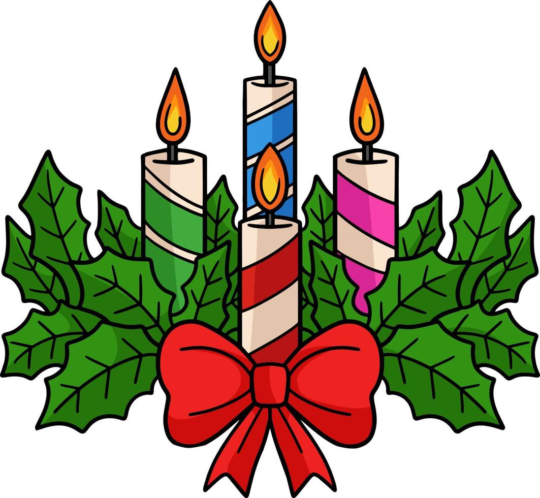 clipart colorido de desenho de vela de natal vetor