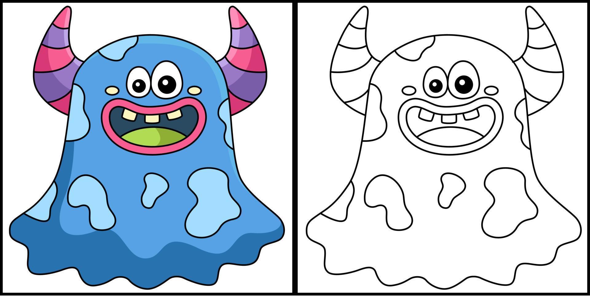 ilustração colorida de página para colorir de monstro fantasma vetor