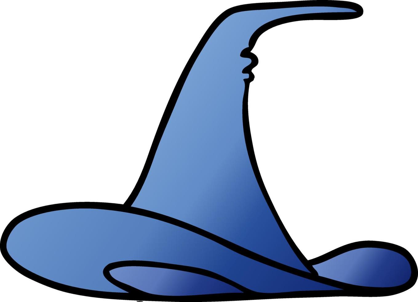 doodle de desenho animado gradiente de um chapéu de bruxa vetor